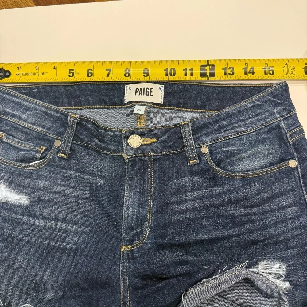 PAIGE Women's Jimmy Jimmy Short Distressed Dark Blue Jean Shorts